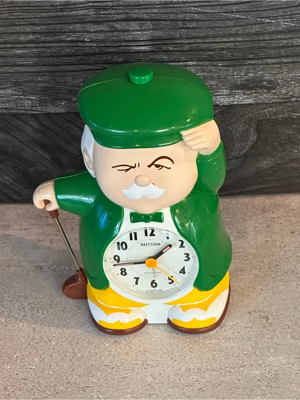 Rhythm Green and Yellow Golfer Novelty Wall Clock